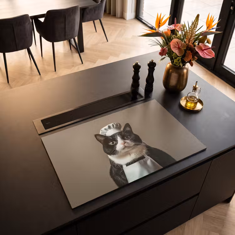 Inductie beschermer - Kat - Kokskleding - Zwart - Wit — 3