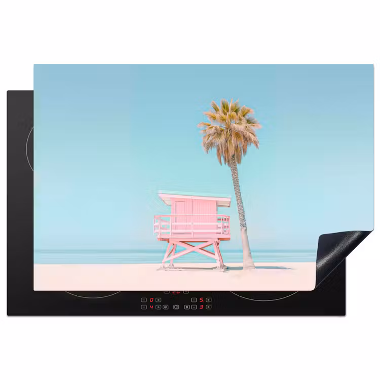 Inductie beschermer - Palmboom - Strandhuis - Roze — 1