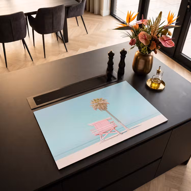 Inductie beschermer - Palmboom - Strandhuis - Roze — 3