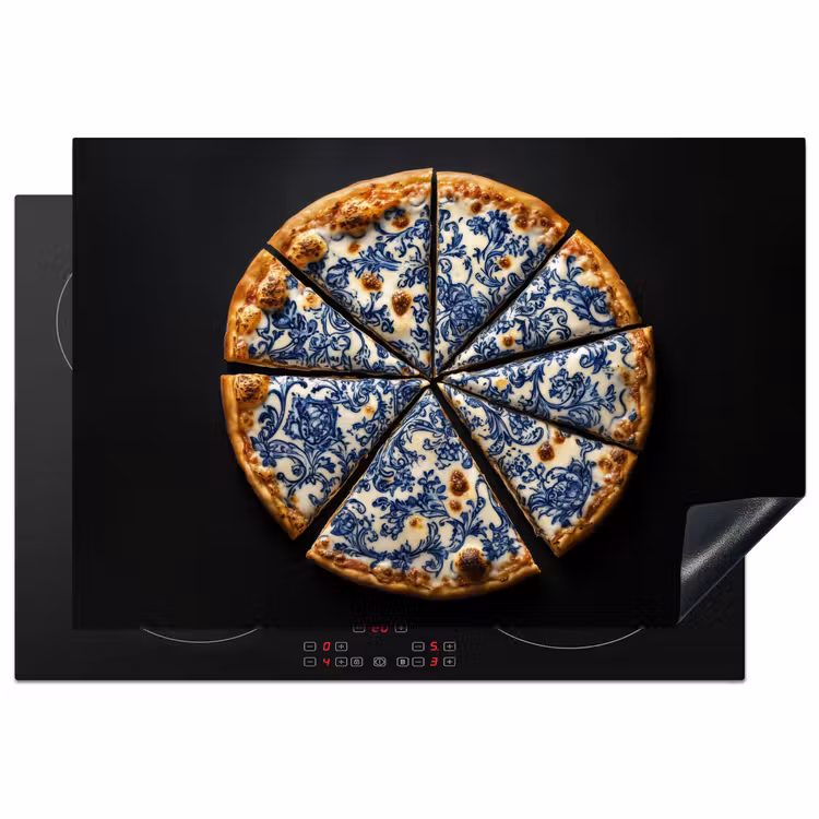 Inductie beschermer - Pizza - Eten - Delftsblauw — 2