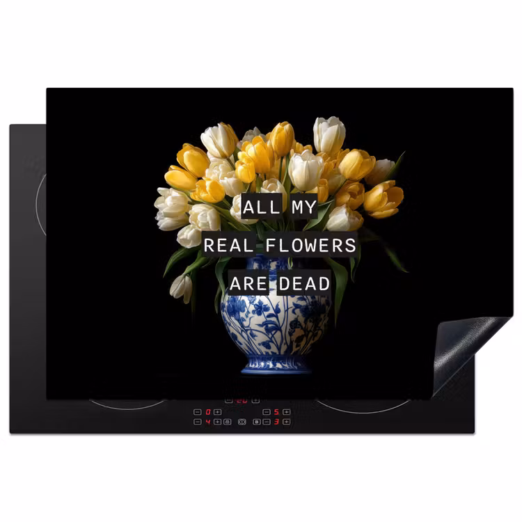 Inductie beschermer - Quotes - Bloem - Tulp - Geel — 1