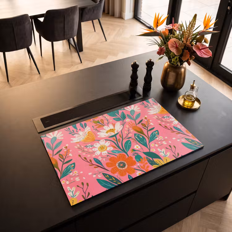 Inductie beschermer - Roze - Bloemen - Wit - Oranje — 3