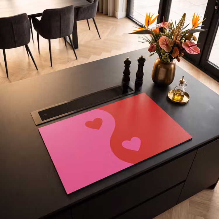 Inductie beschermer - Minimalistisch - Rood - Roze - Hartjes — 3