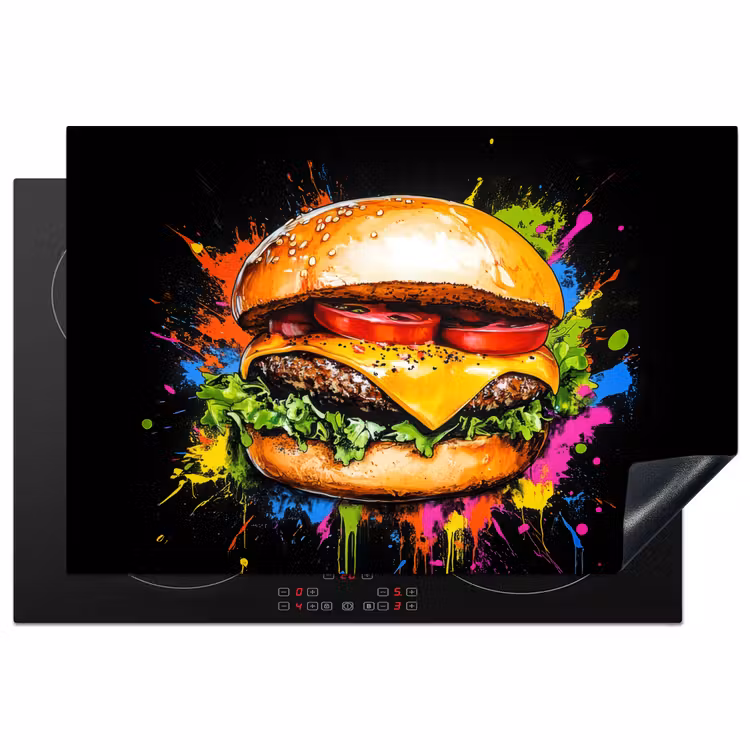 Inductie beschermer - Hamburger - Graffiti - Verf - Kleurrijk - Eten - Abstract — 1