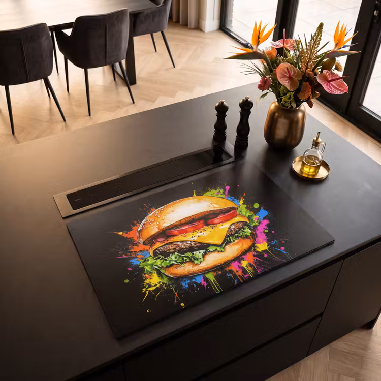 Inductie beschermer - Hamburger - Graffiti - Verf - Kleurrijk - Eten - Abstract — 3