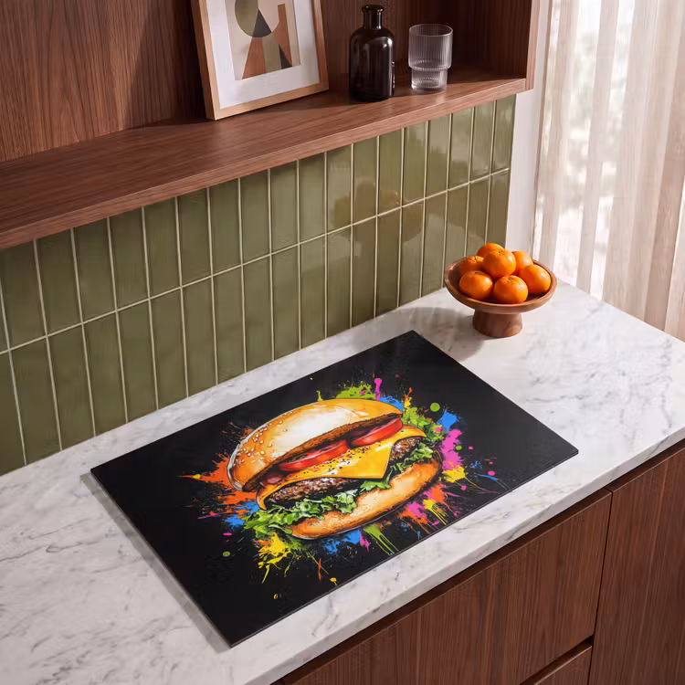 Inductie beschermer - Hamburger - Graffiti - Verf - Kleurrijk - Eten - Abstract — 4