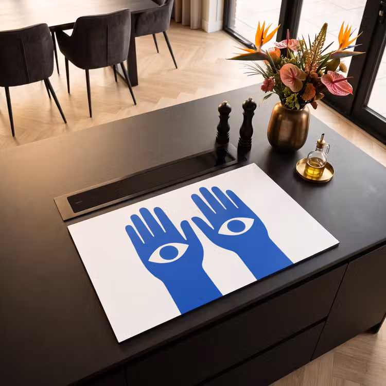 Inductie beschermer - Handen - Twee - Ogen - Blauw — 3