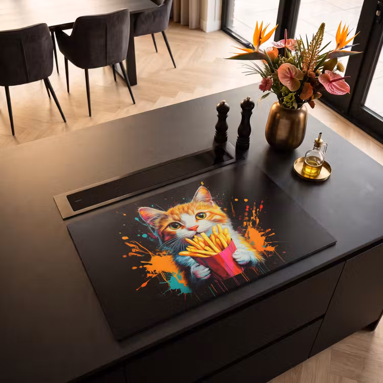 Inductie beschermer - Kat - Eten - Patat - Graffiti - Abstract — 3