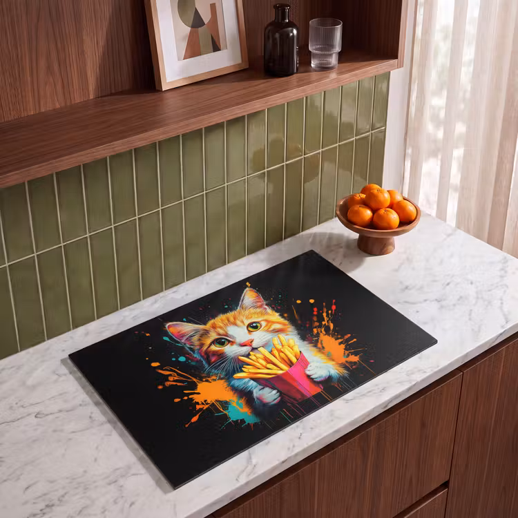 Inductie beschermer - Kat - Eten - Patat - Graffiti - Abstract — 4