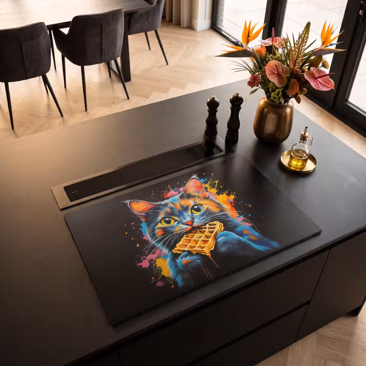 Inductie beschermer - Kat - Graffiti - Kleurrijk - Wafel - Eten — 3