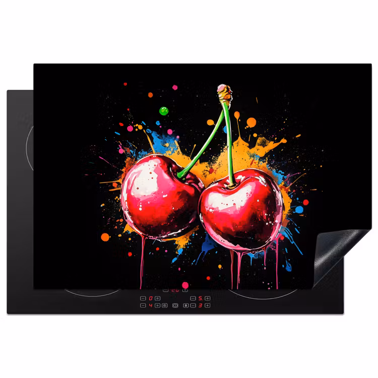 Inductie beschermer - Kersen - Fruit - Graffiti - Verf - Abstract - Modern - Kleurrijk — 1