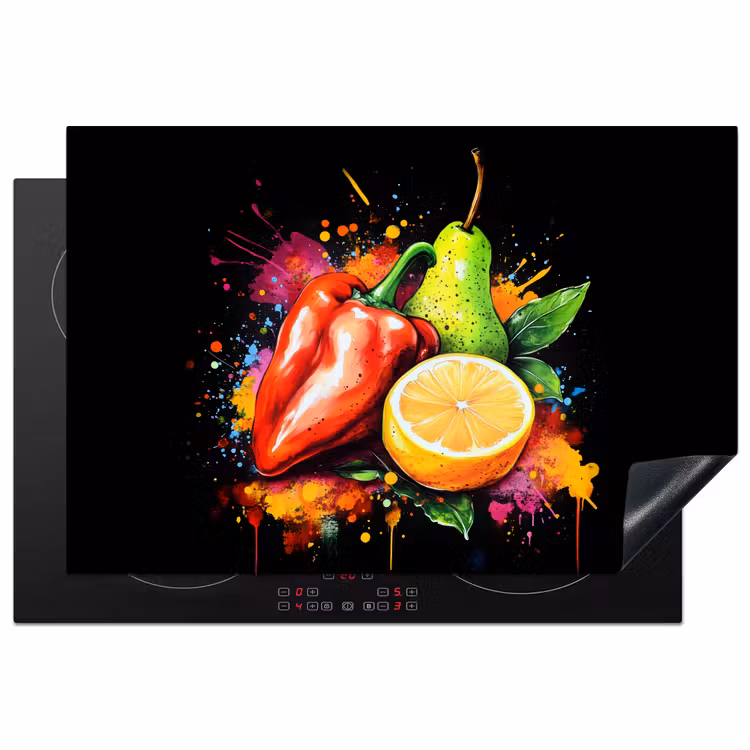 Inductie beschermer - Paprika - Peer - Citroen - Graffiti - Verf - Abstract — 1