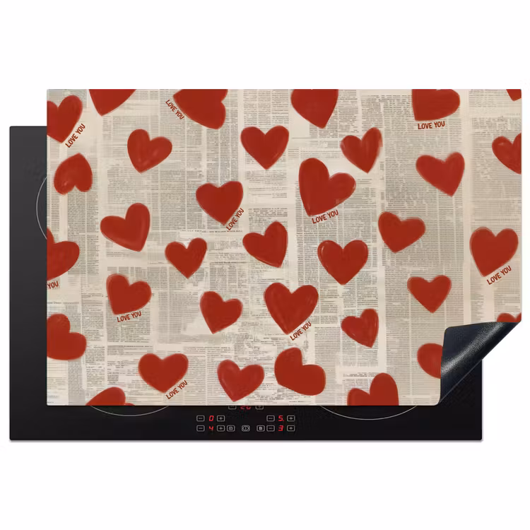 Inductie beschermer - Hartjes - Krant - Loveyou — 1