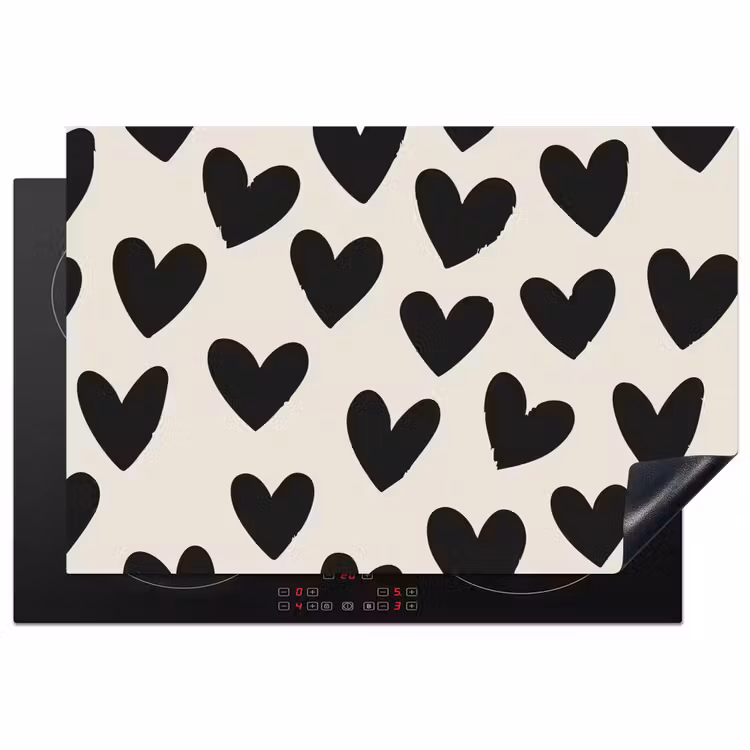 Inductie beschermer - Hartjes - Zwart - Beige — 1