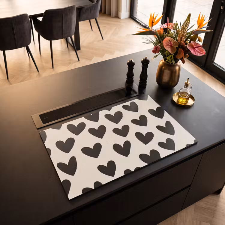 Inductie beschermer - Hartjes - Zwart - Beige — 3
