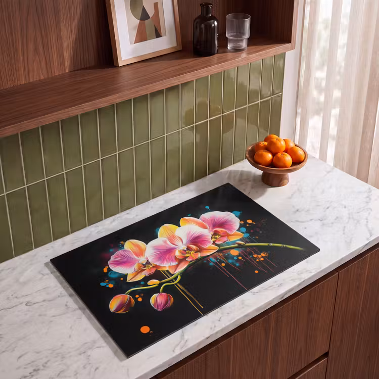 Inductie beschermer - Orchidee - Graffiti - Kleurrijk - Bloemen - Abstract — 4