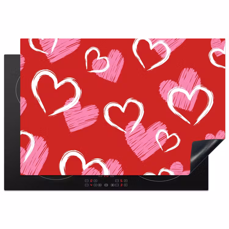 Inductie beschermer - Patroon - Hartjes - Roze - Valentijn — 2