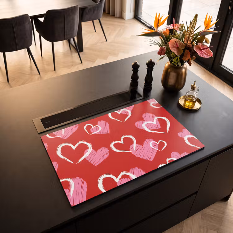 Inductie beschermer - Patroon - Hartjes - Roze - Valentijn — 3
