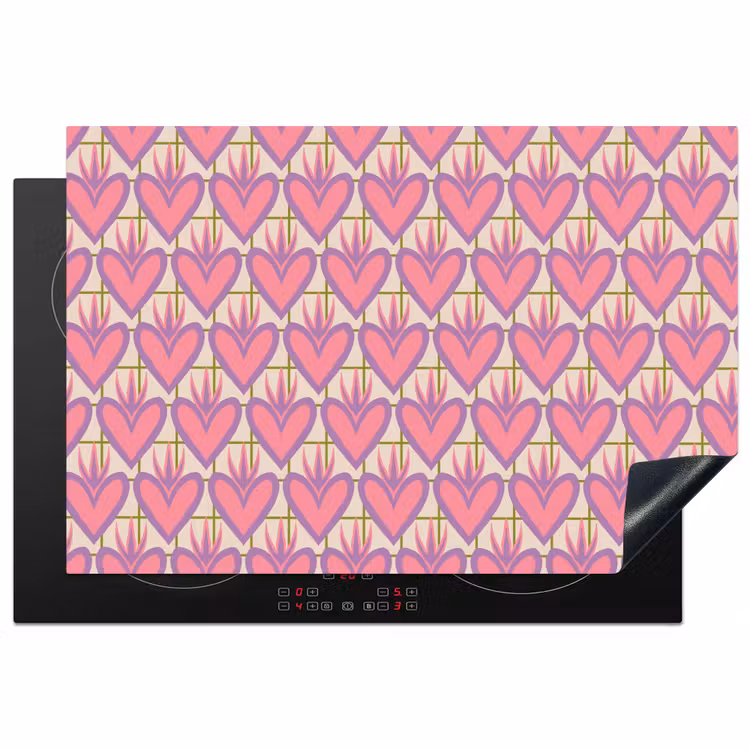 Inductie beschermer - Patroon - Roze - Hartjes — 2