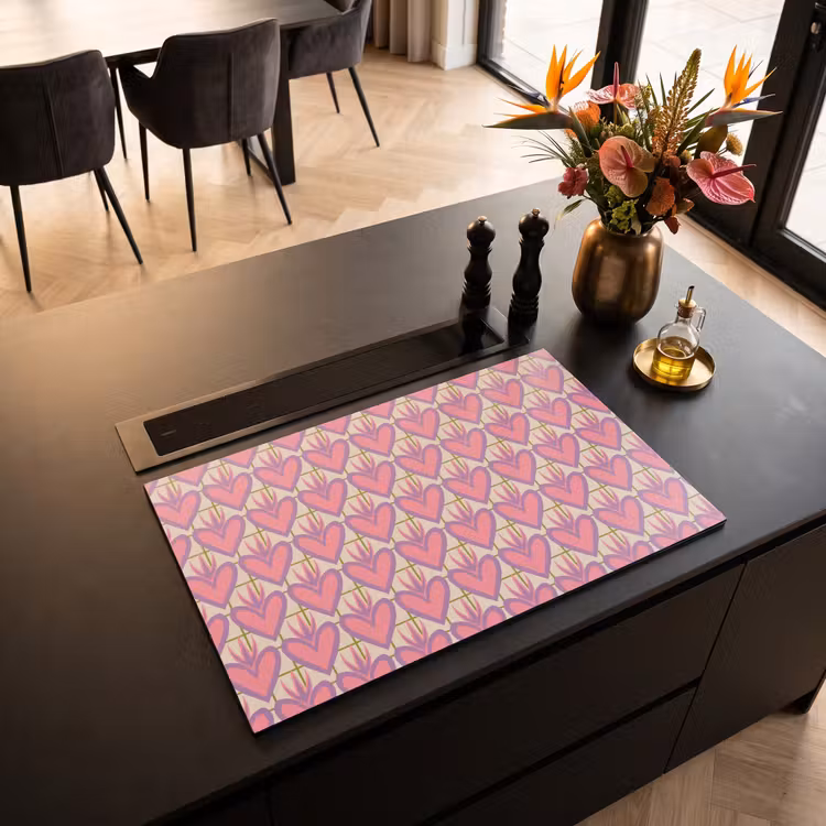 Inductie beschermer - Patroon - Roze - Hartjes — 3