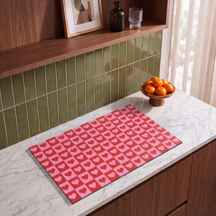 Inductie beschermer - Rood - Roze - Schaakbord - Valentijn — 4