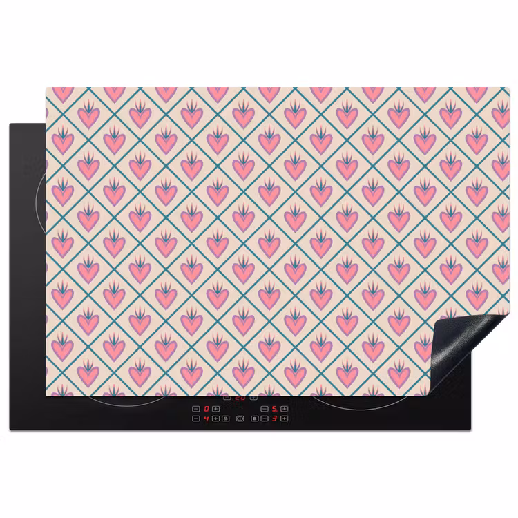 Inductie beschermer - Retro - Ruit - Hartjes - Patroon — 2