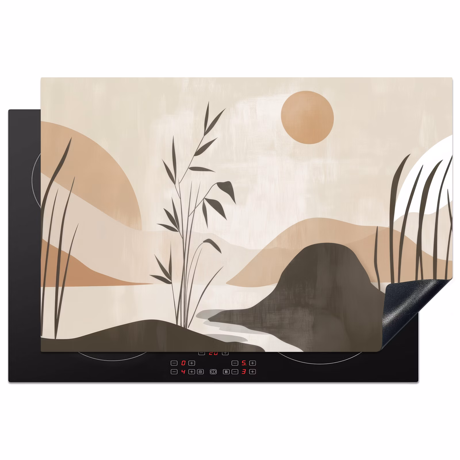 Inductie beschermer - Japandi - Landschap - Beige — 1