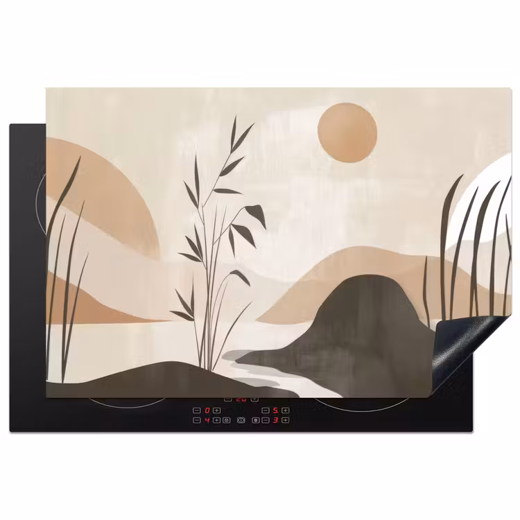 Inductie beschermer - Japandi - Landschap - Beige — 1
