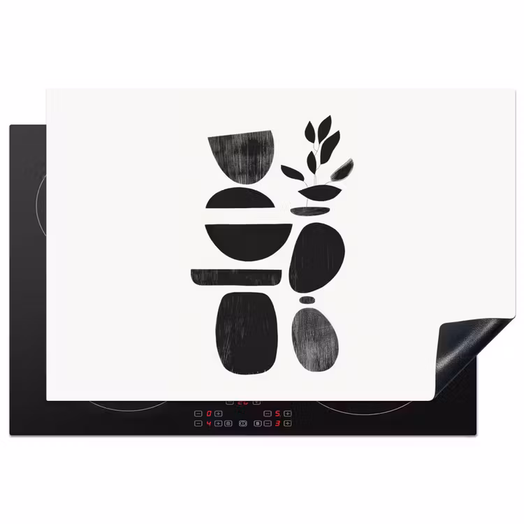 Inductie beschermer - Japandi - Zwart - Abstract — 1