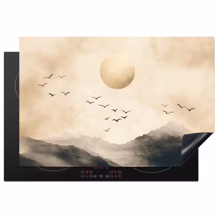 Inductie beschermer - Landschap - Japandi - vogel — 1