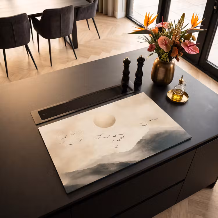 Inductie beschermer - Landschap - Japandi - vogel — 3