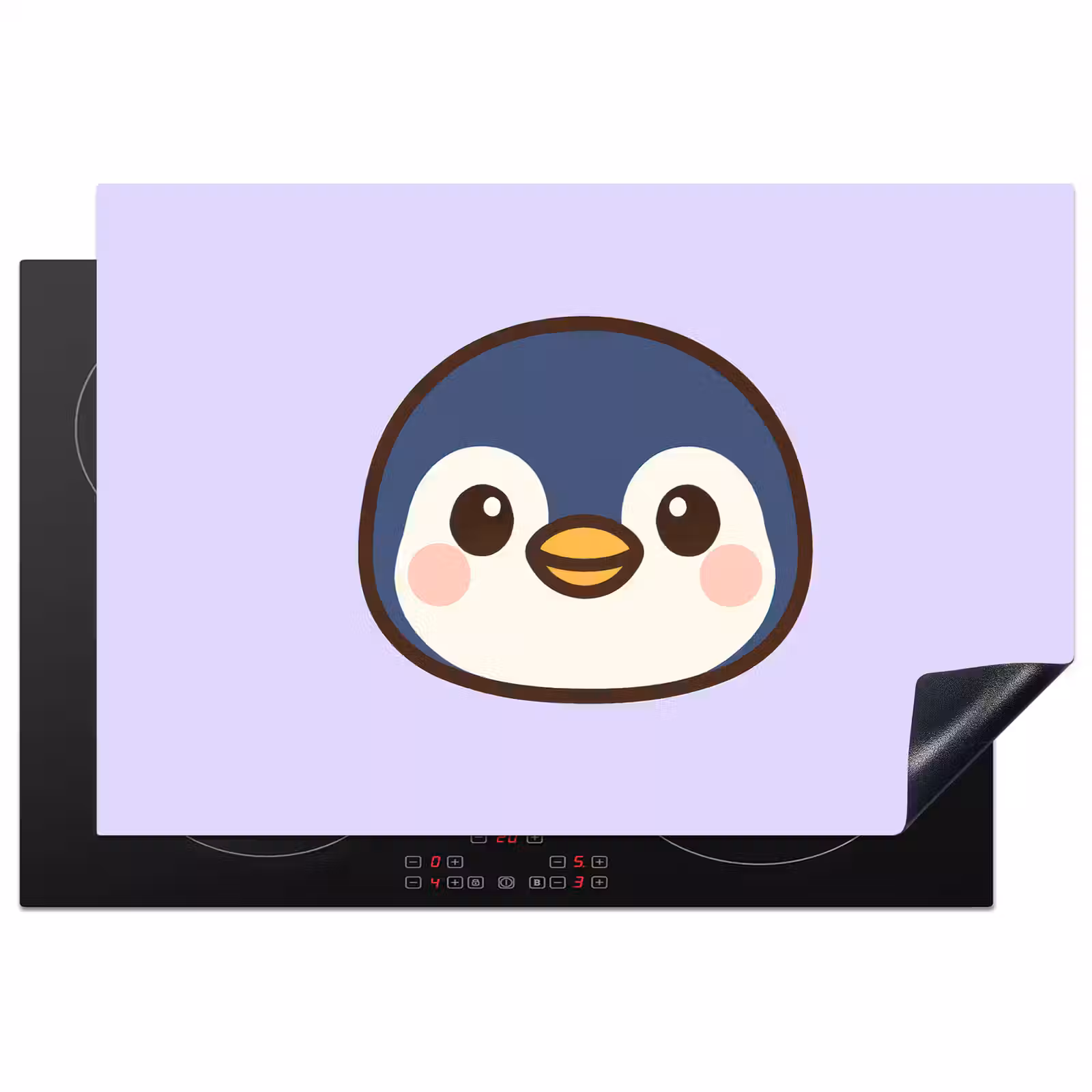 Inductie beschermer - Pinguïn - Paars - Schattig — 1