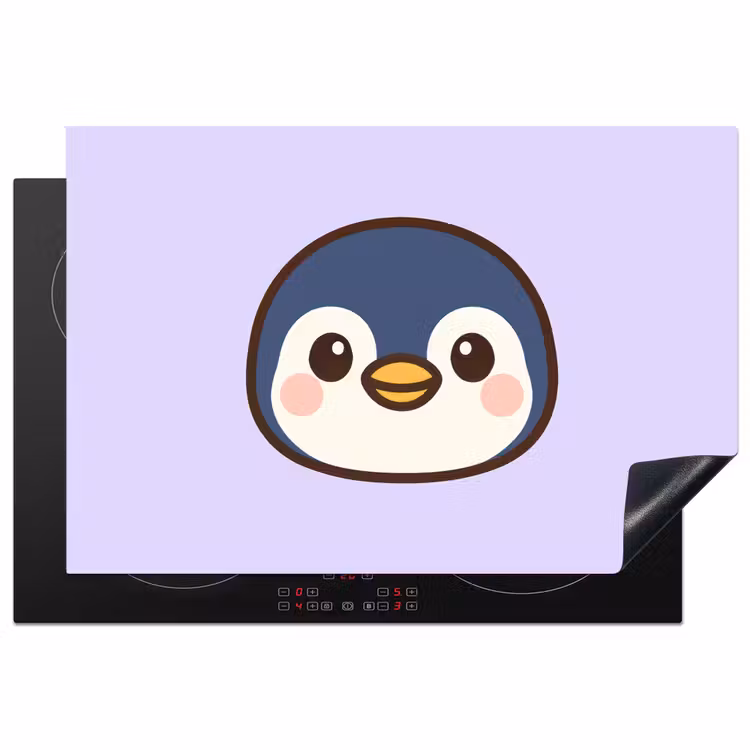 Inductie beschermer - Pinguïn - Paars - Schattig — 1