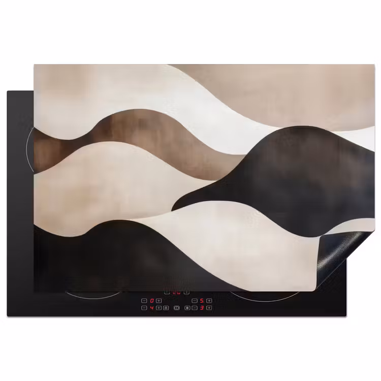 Inductie beschermer - Golven - Abstract - Beige — 1