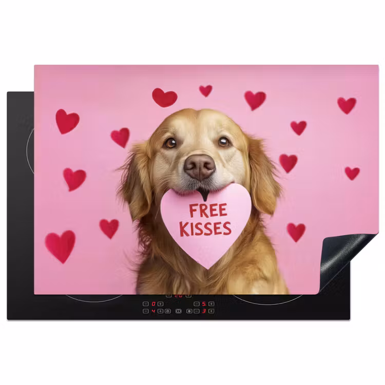 Inductie beschermer - Hond - Kiss- Valentijn - Hartjes — 1