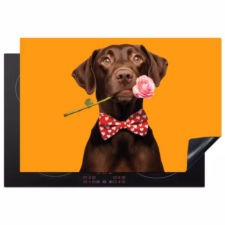 Inductie beschermer - Hond - Oranje - Roos - Valentijn — 1