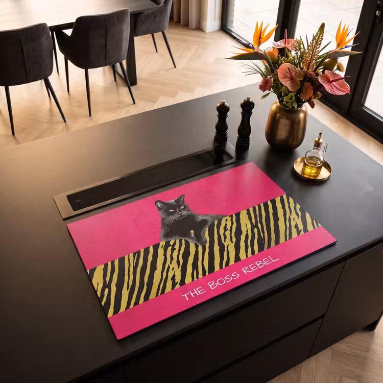 Inductie beschermer - Kat - Baas - Roze - Tijgerprint — 3