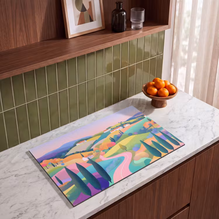Inductie beschermer - Landschap - Paars - Pastel - Huizen — 4