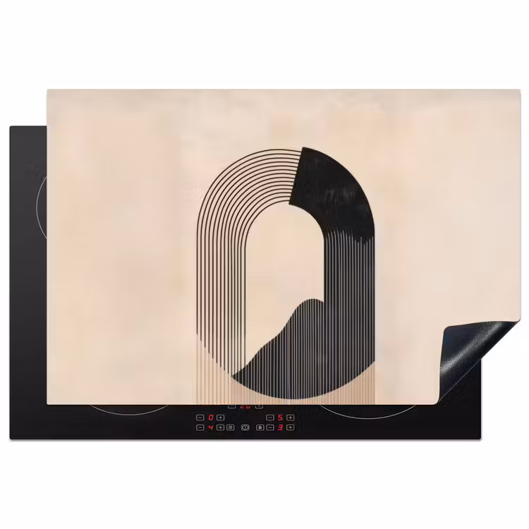 Inductie beschermer - Grafisch gebogen motief - Beige — 1