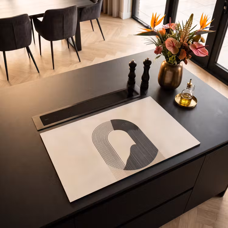 Inductie beschermer - Grafisch gebogen motief - Beige — 3