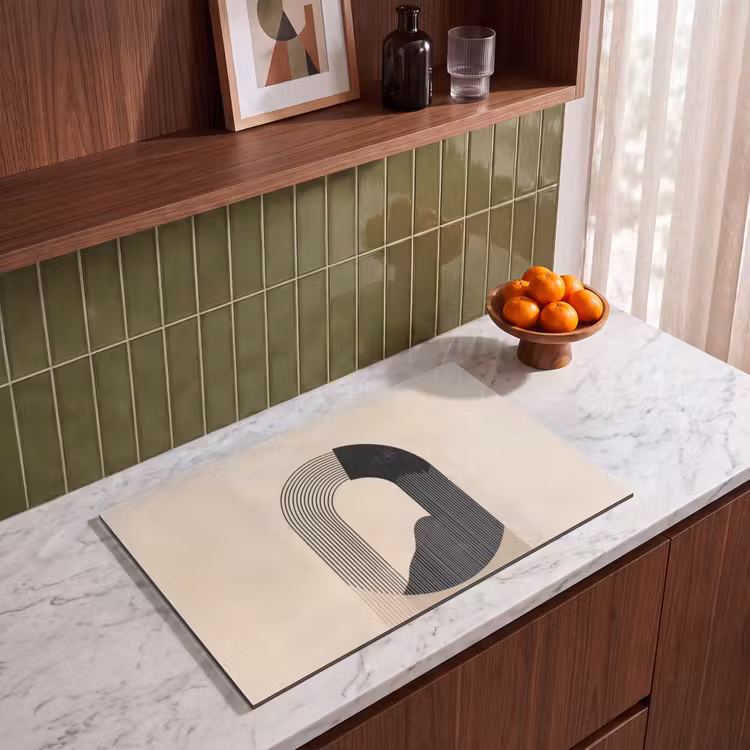 Inductie beschermer - Grafisch gebogen motief - Beige — 4