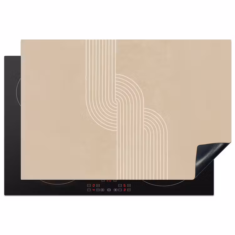Inductie beschermer - Parallelle lijnen - Lichte textuur - Beige — 1