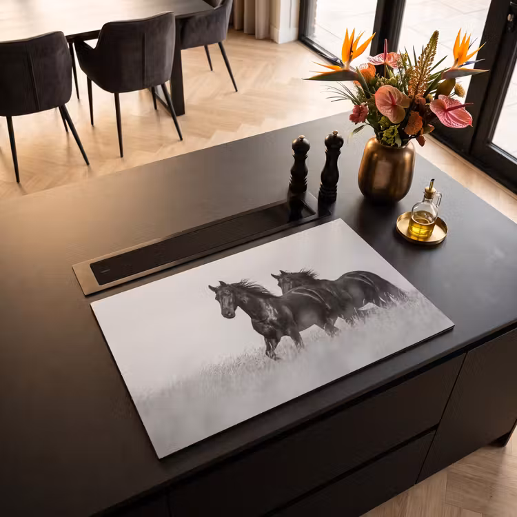 Inductie beschermer - Paarden - Gras - Zwart - Wit — 3