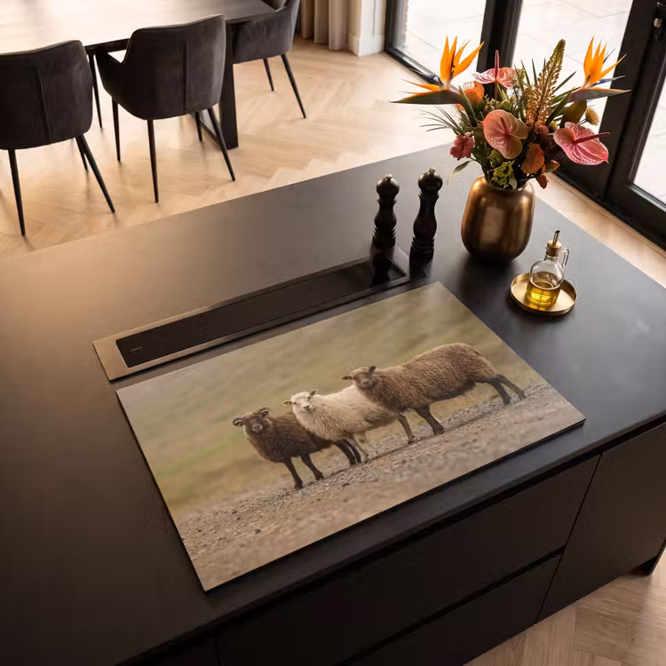 Inductie beschermer - Schapen - Bruin - Wit - Grindpad — 3
