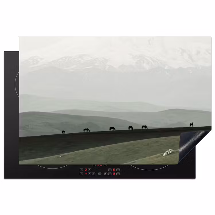 Inductie beschermer - Grijs - Berg - Paarden — 2