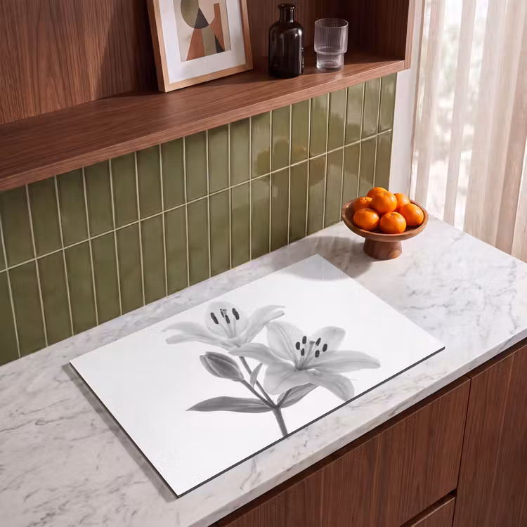 Inductie beschermer - Lelies - Elegant - Zwart - Wit — 4