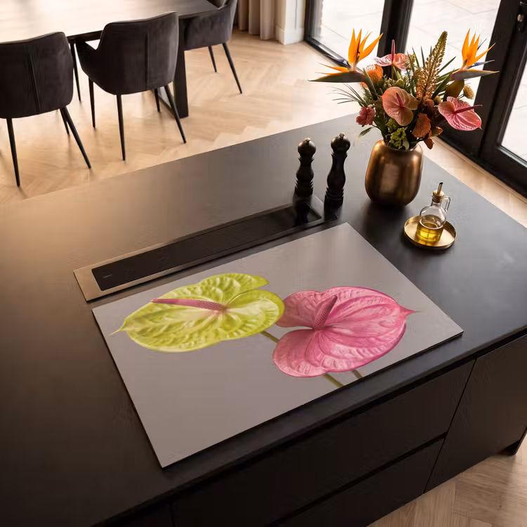 Inductie beschermer - Planten - Anthurium - Groen - Roze — 3