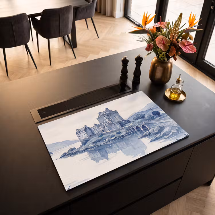 Inductie beschermer - Schots - Kasteel - Blauw - Aquarel — 3