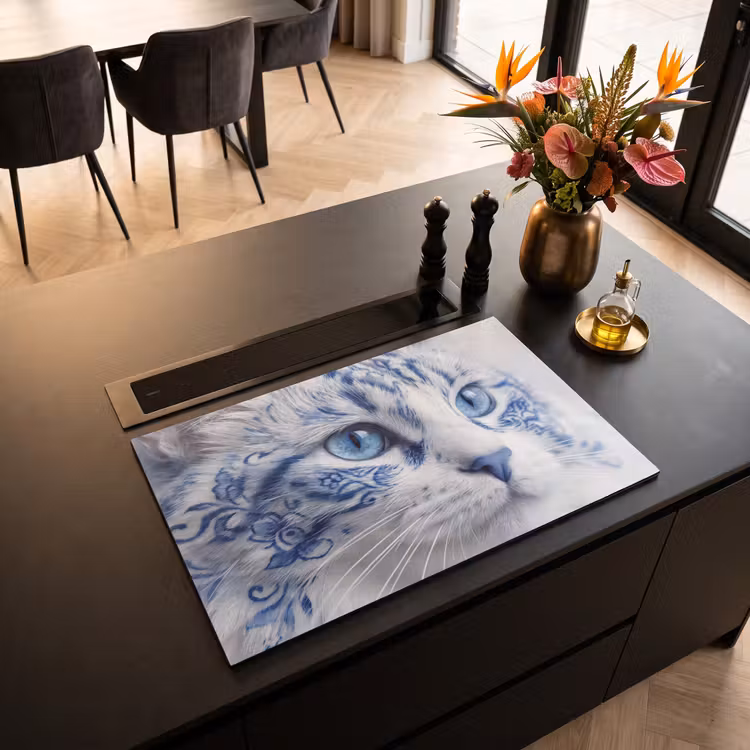 Inductie beschermer - Kat - Patroon - Blauw — 3