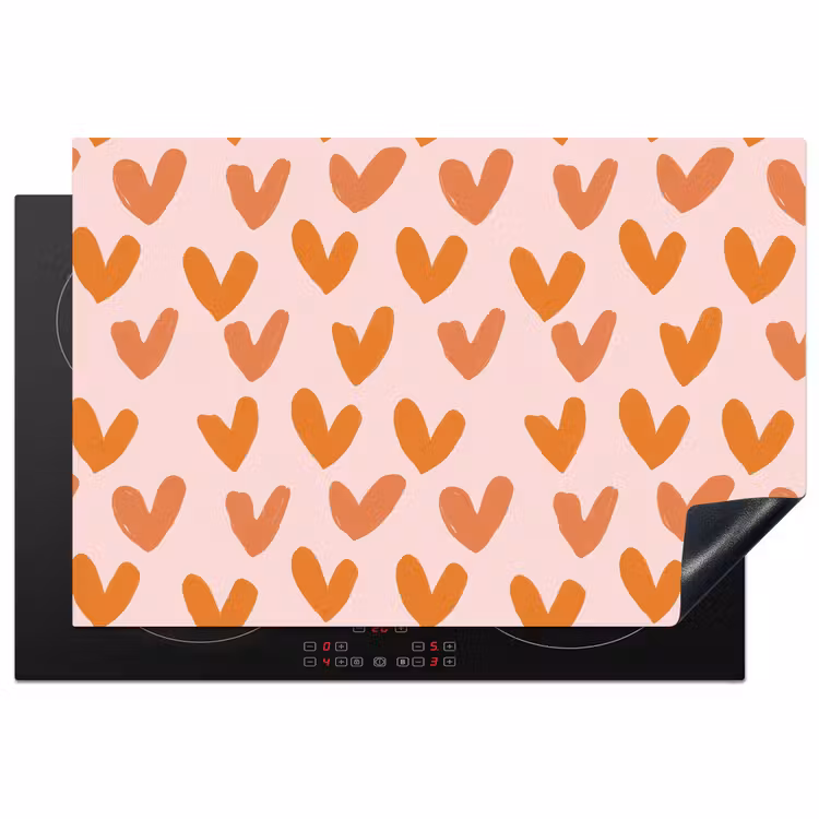 Inductie beschermer - Hartjes - Getekend - Oranje — 2